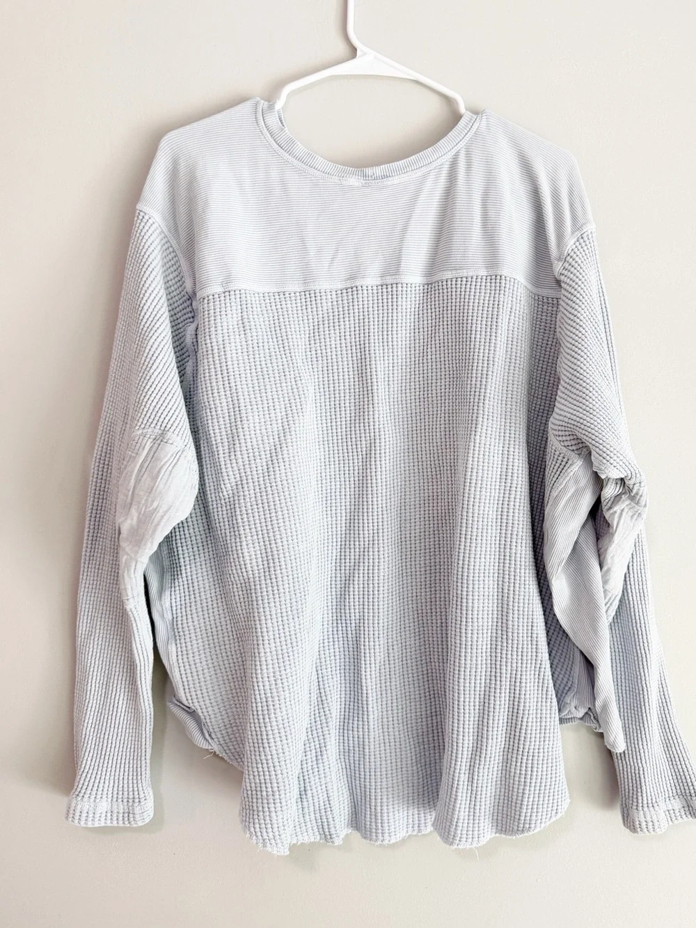 Free people waffle knit oversized thermal baby blue size small